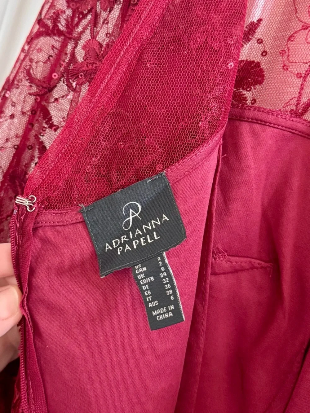 Adrianna Papell Floral Sequin Embroidered Lace Cocktail Dress 2 Pink Bell Sleeve - Picture 11 of 14